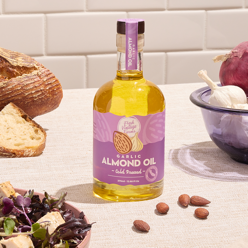 Pure Cold Pressed Garlic Infused Almond Oil